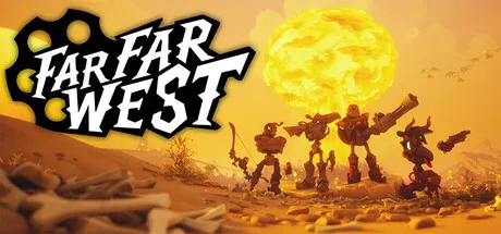 Official Far Far West Steam store header showing the game's western landscape and title