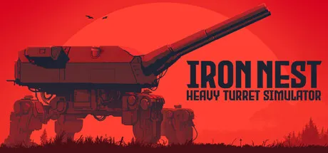Official IRON NEST Steam store header showing an artillery turret beneath the game title