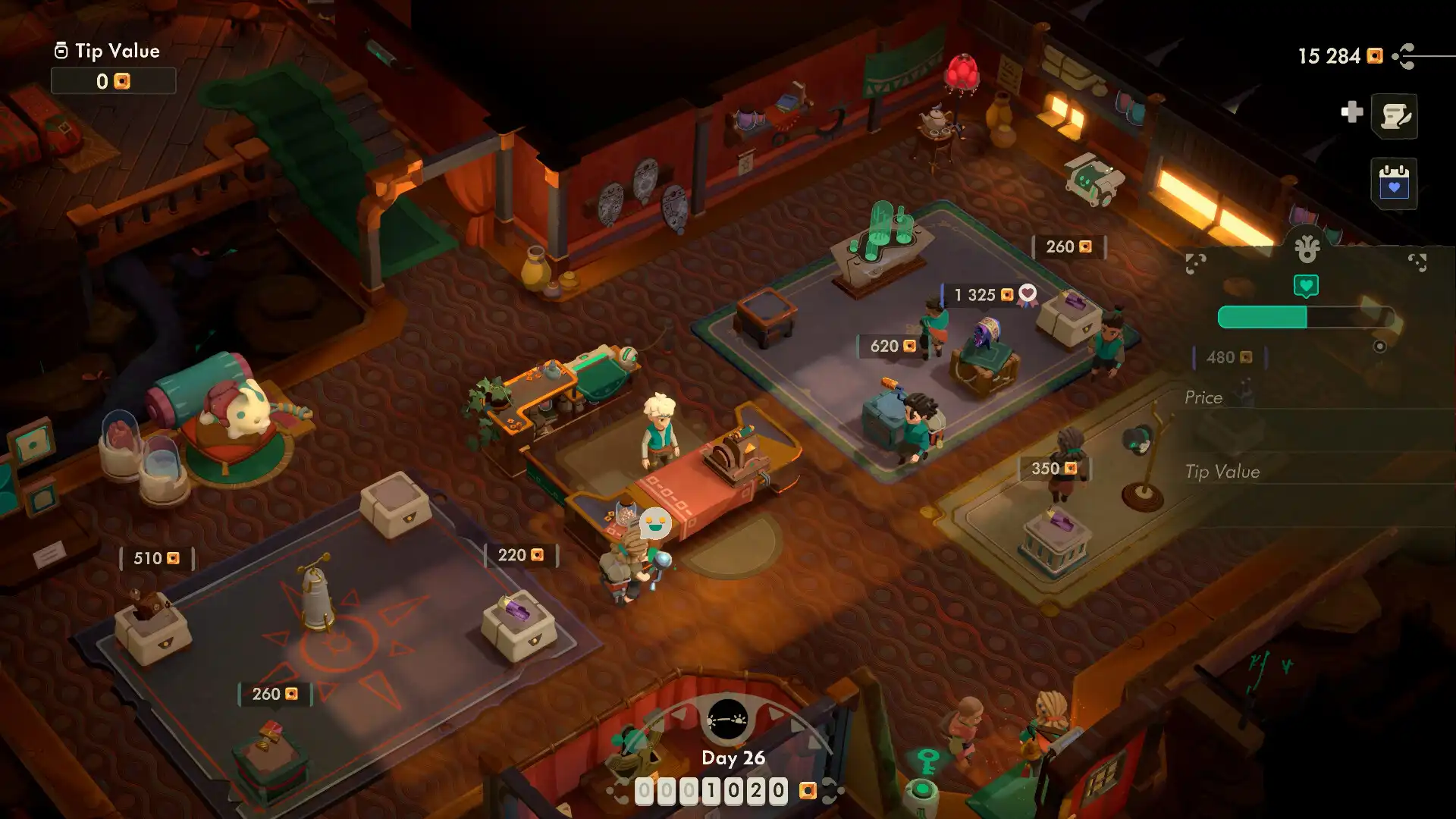 Moonlighter 2 official screenshot showing relics and assigned prices inside the shop